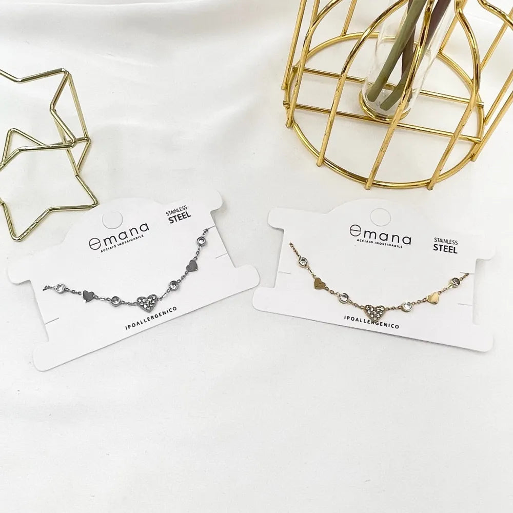 BAC-103-AA3481B Cuore con Punto Luce-Bracciale in Acciaio