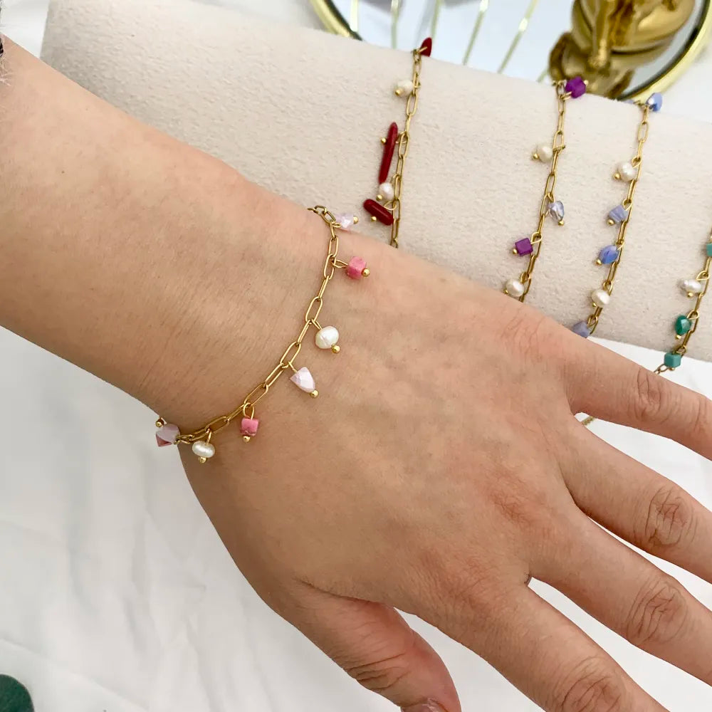 BAC-735-24 Perline Colorate-Bracciale in Acciaio