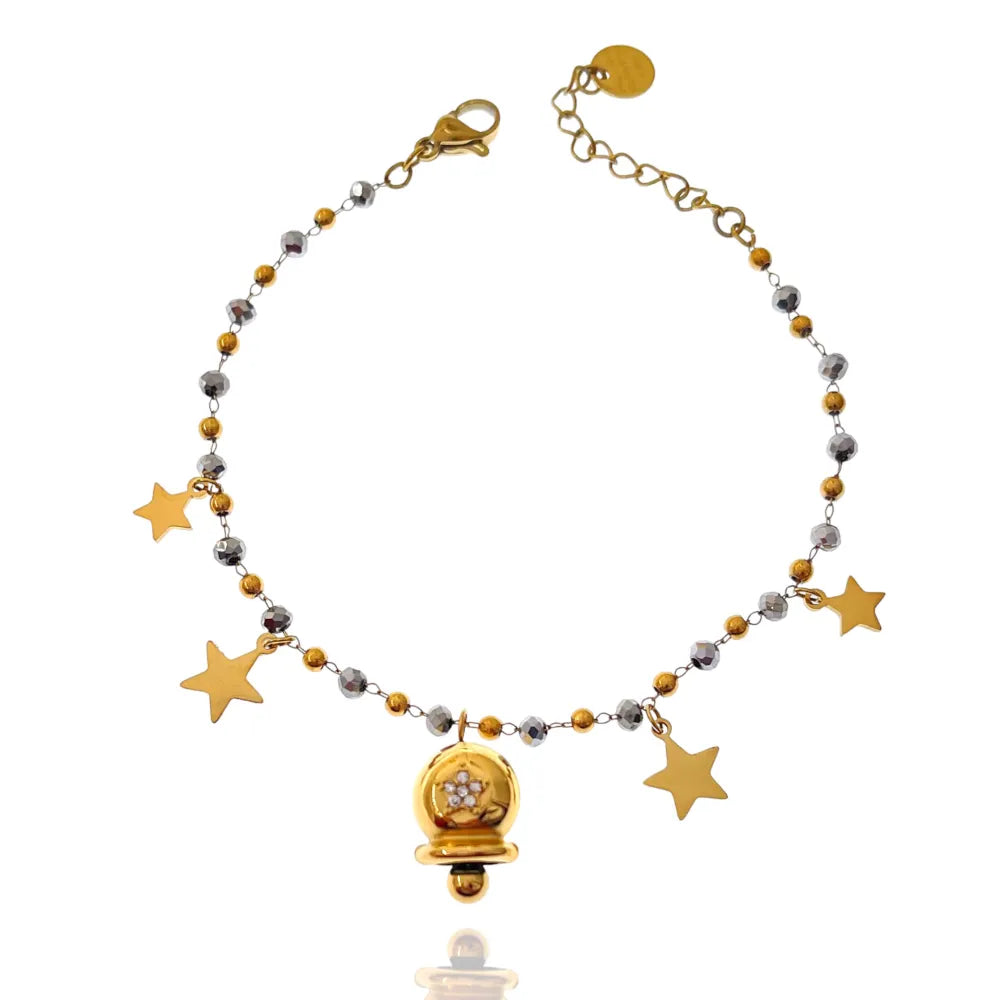 BAC-103-AA2703B Campanello con Stella-Bracciale in Acciaio con Chiusura