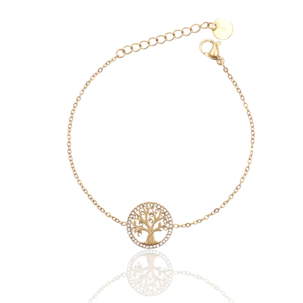 BAC-103-AA4302B Albero della Vita con Zirconia-Bracciale in Acciaio con Chiusura