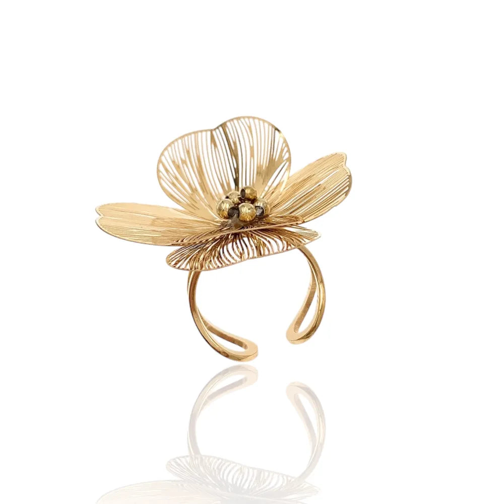 AAR-732-175 Fiore-Anello Regolabile in Acciaio