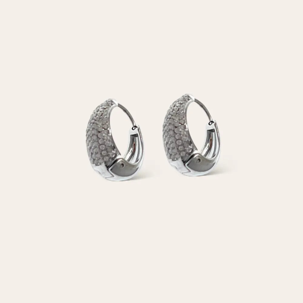 OAP-103-AA4656E/12mm Cerchio Goccia con Zirconia-Orecchini in Acciaio