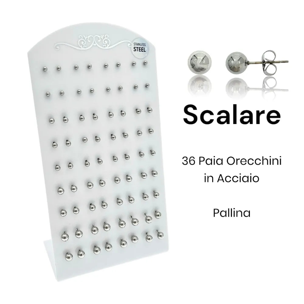OPA-107-184-140 Pallina Scalare Pallina Scalare -36Paia Orecchini in Acciaio