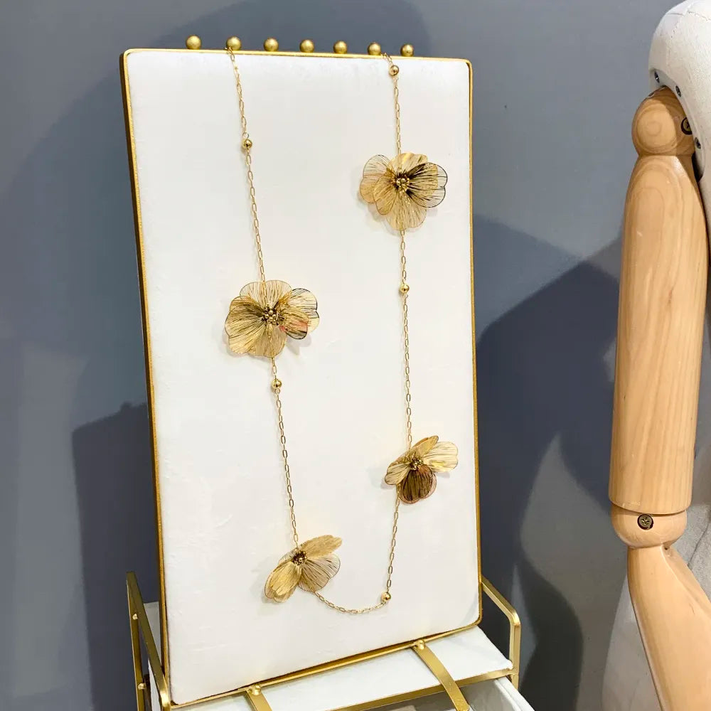 CAL-732-195 Fiore-Collana Lunga in Acciaio