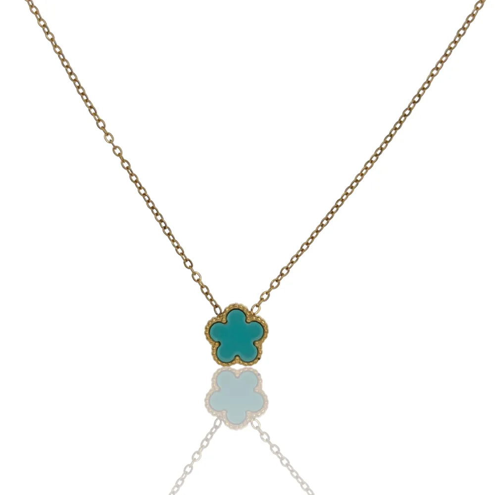 CAC-413-2154 C Fiore-Collana Corta in Acciaio