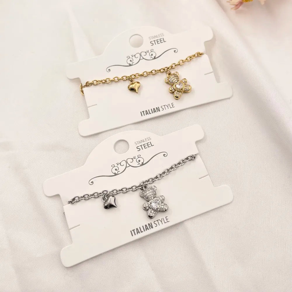 BAC-103-AA2717B Orsetto-Bracciale in Acciaio con Chiusura