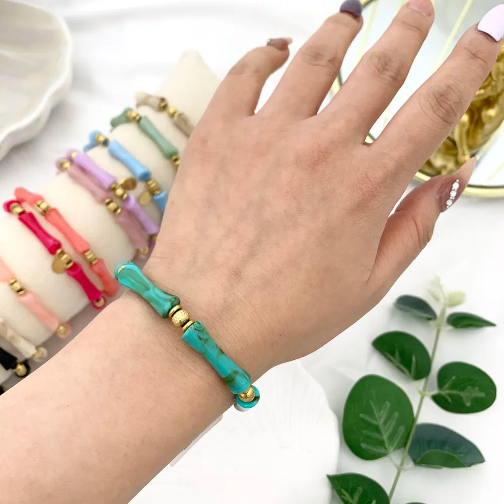 BPA-732-250 Bambù Colorato-12pz Bracciali Elastici in Acciaio