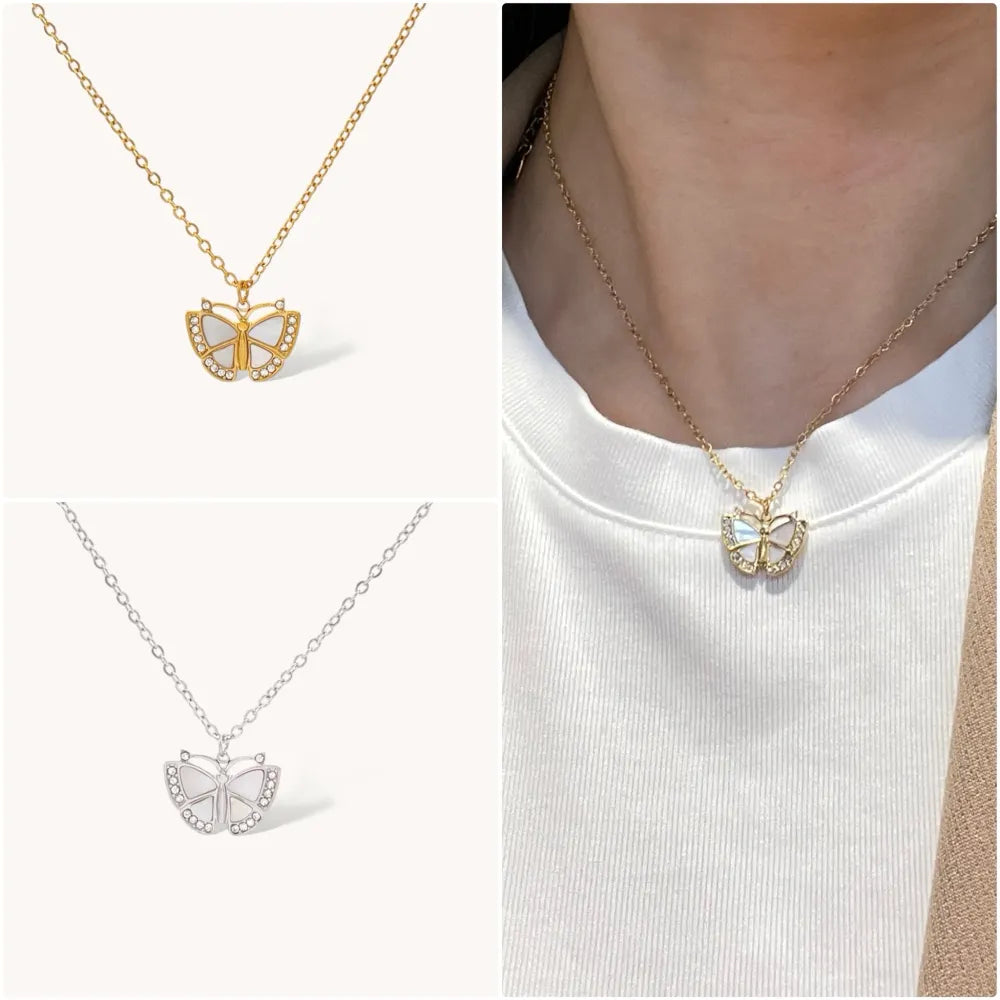 CAC-103-AA4179N Farfalla-Collana Girocollo in Acciaio