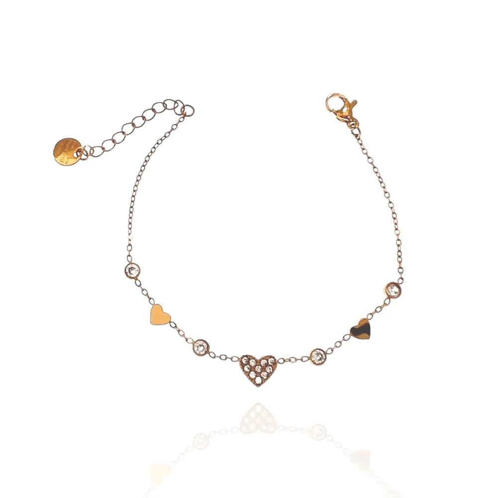 BAC-103-AA3481B Cuore con Punto Luce-Bracciale in Acciaio