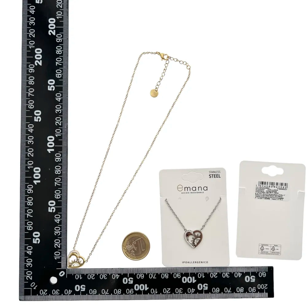 CAC-103-AA4356N Cuore con Sole e Luna -Collana Girocollo in Acciaio