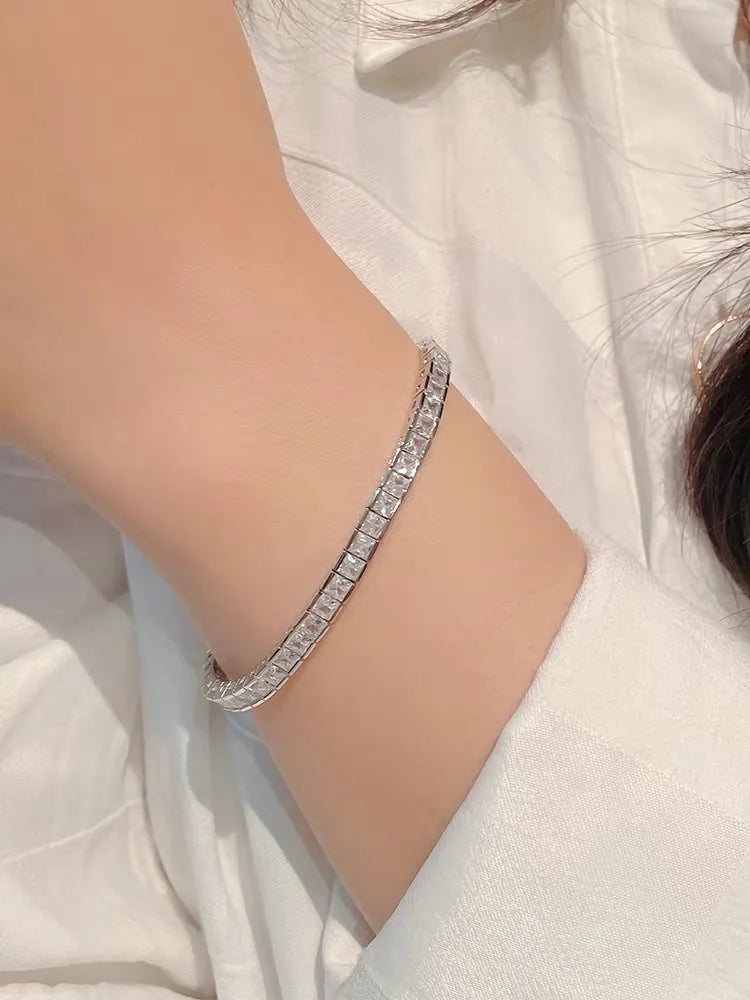 BMZ-243-14 Tennis Quadrato-Bracciale con Cubic Zirconia