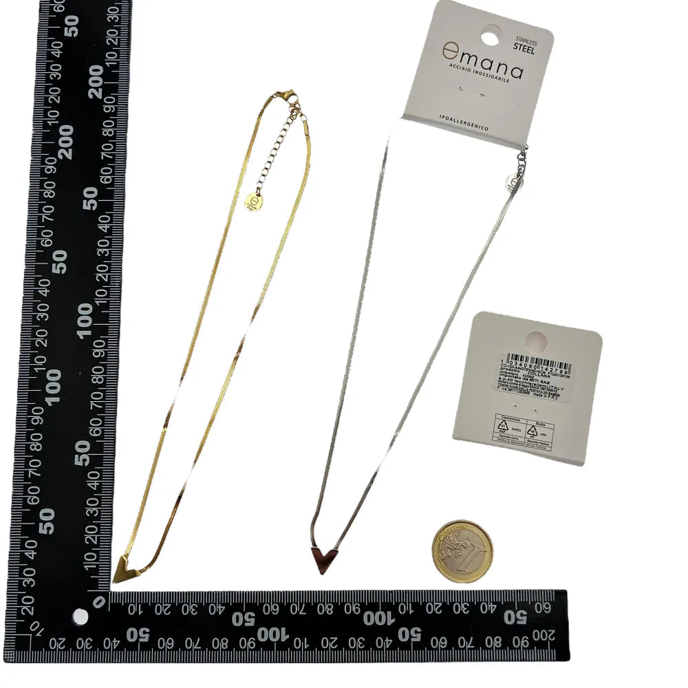 CAC-103-AA4279N/40+5cm Catena Sepente con La V-Collana Corta in Acciaio