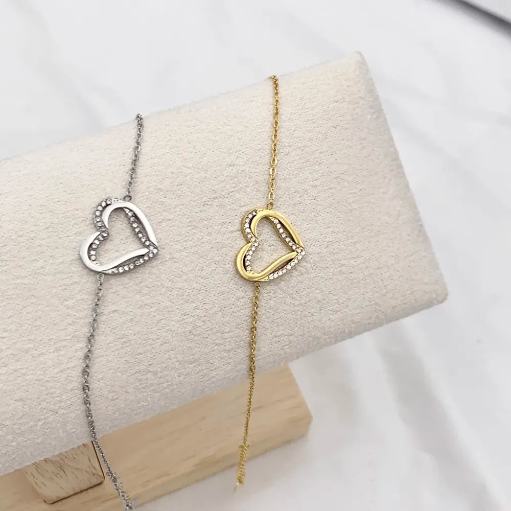 BAC-103-AA4304B Cuore fine con Zirconia-Bracciale in Acciaio con Chiusura
