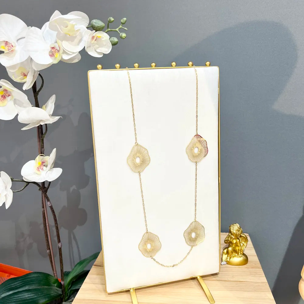 CAL-732-142 Fiore-Collana Lunga in Acciaio