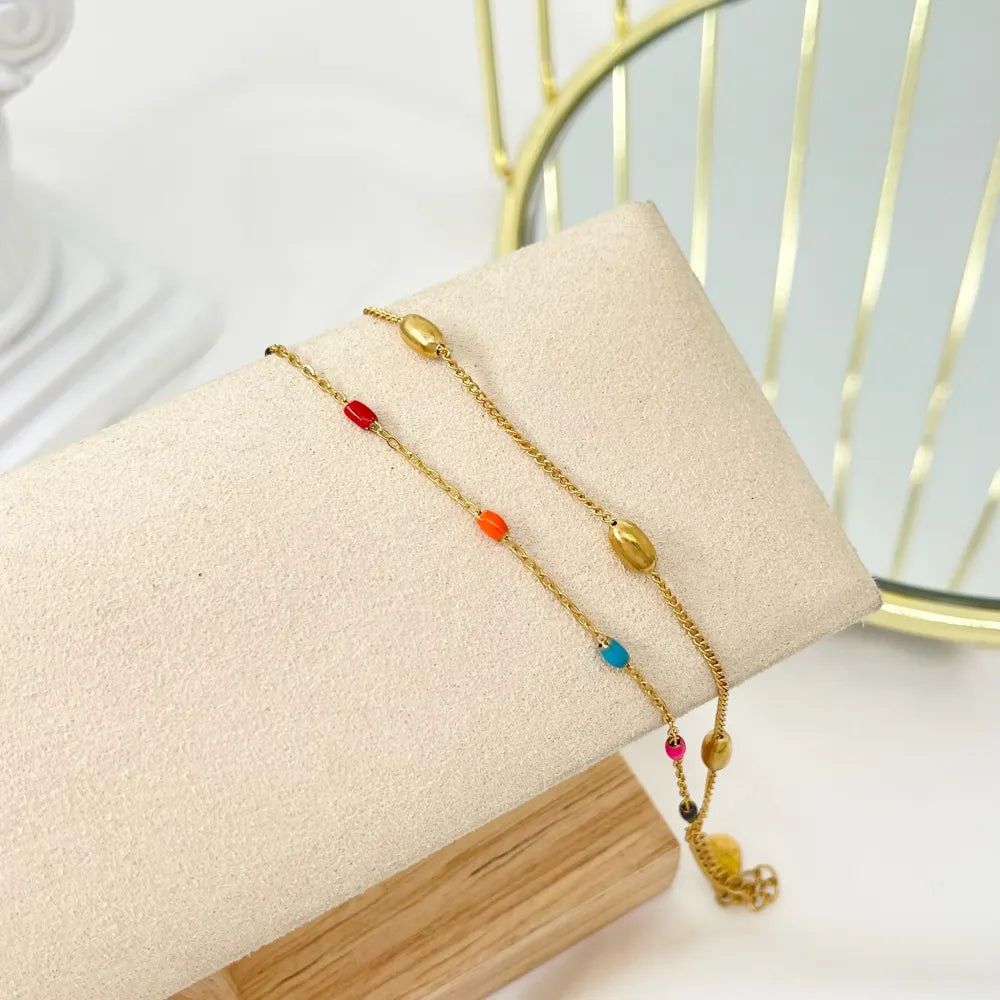 BAC-413-1271 Palline Smaltate-Bracciale in Acciaio