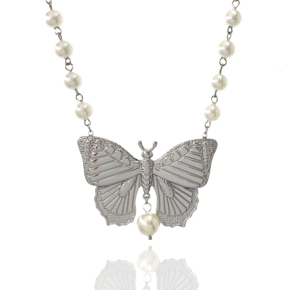 CAC-732-260 Farfalla-Collana Corta in Acciaio
