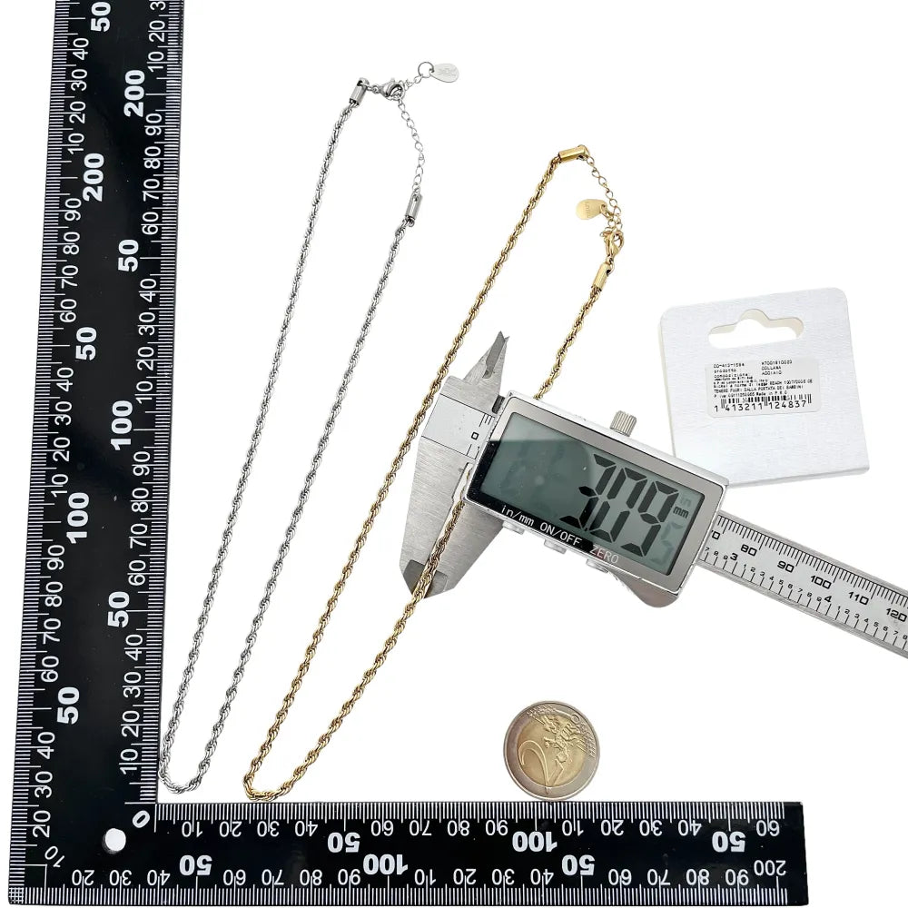 CAC-413-1584 3mm Torchon 3mm-Collana Corta in Acciaio