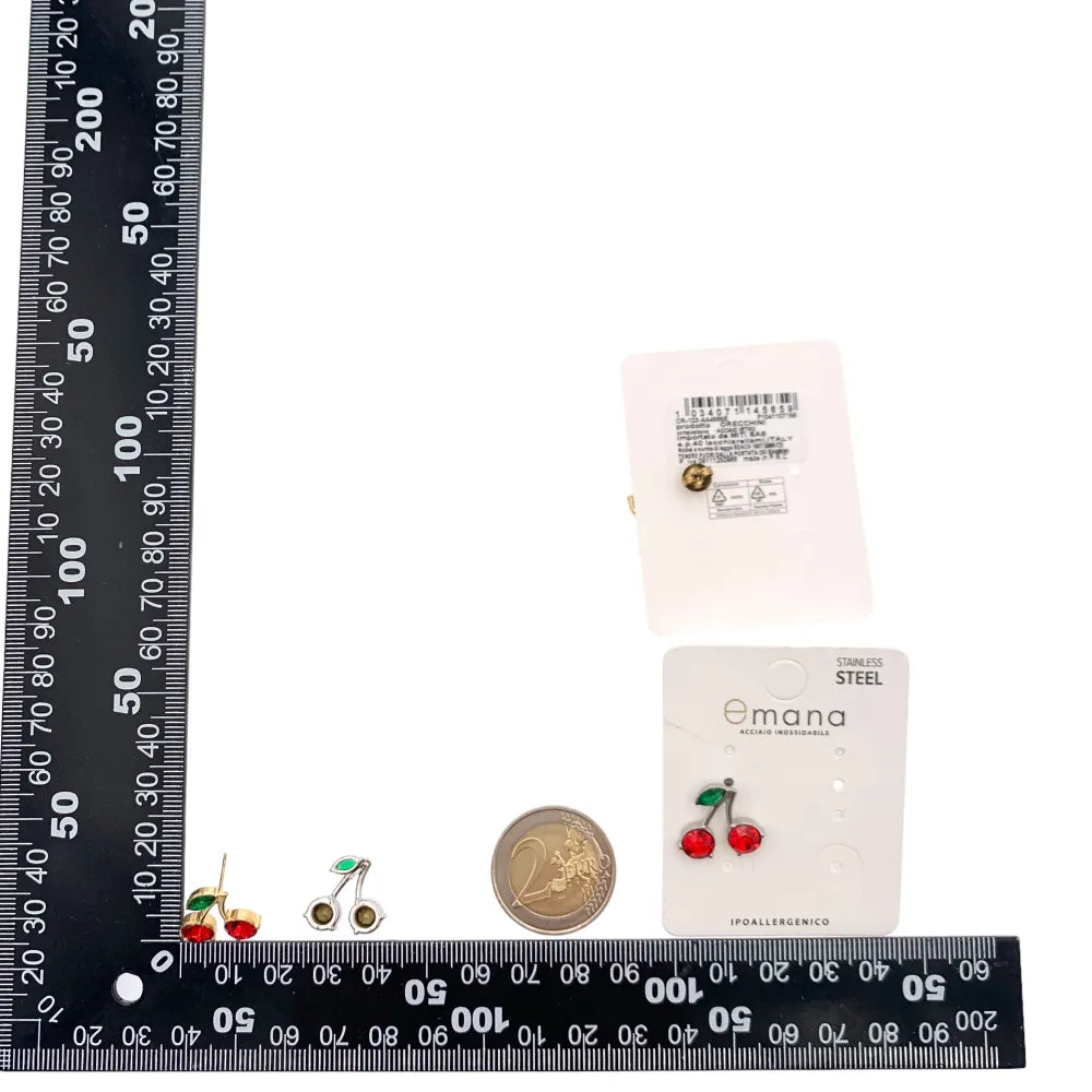 OPA-103-AA4531E Ciliegia-12Paia Orecchini in Acciaio