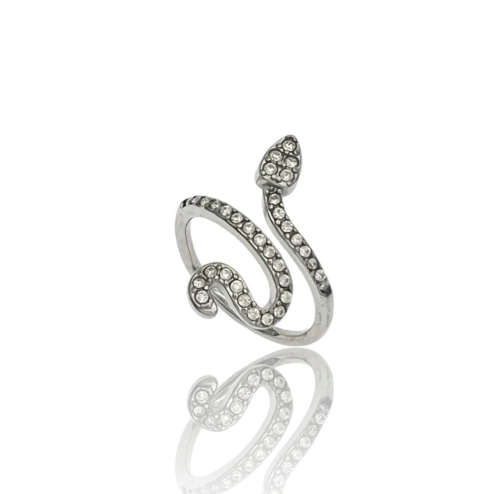 AAR-103-AA4478R Serpente con Zirconia -Anello Regolabile in Acciaio