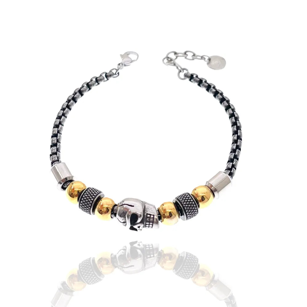 BAU-500-BMS30167 Teschio-Bracciale in Acciaio da Uomo