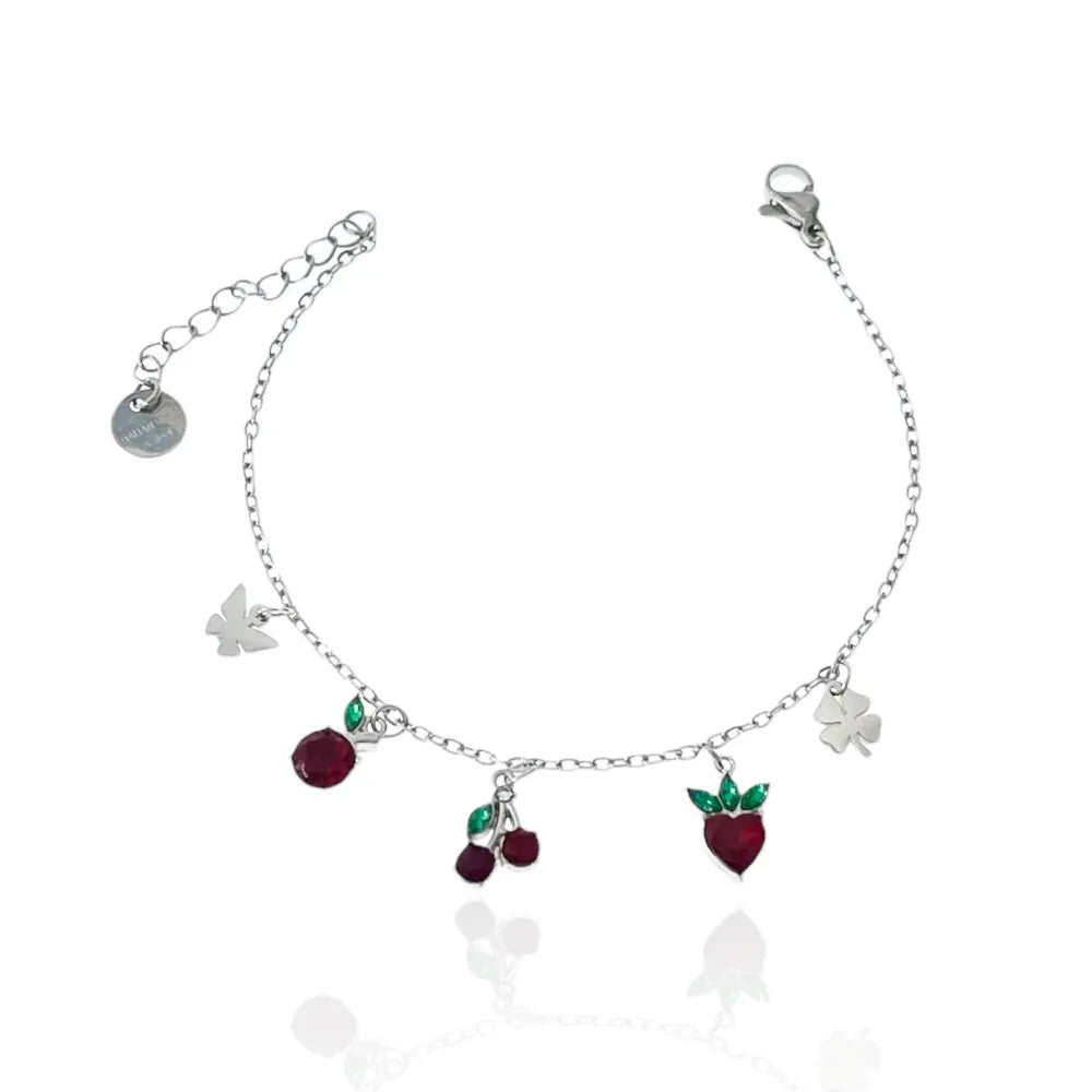 BAC-103-AA2761B Frutta Ciliegia-Bracciale in Acciaio con Chiusura