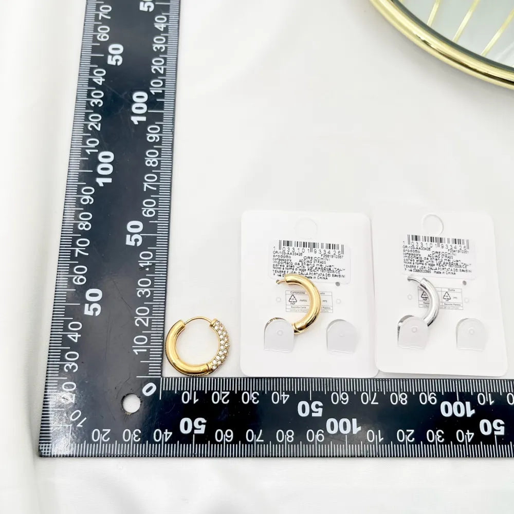 OAP-103-AA3342E Cerchio in Acciaio con Strass-Orecchini in Acciaio