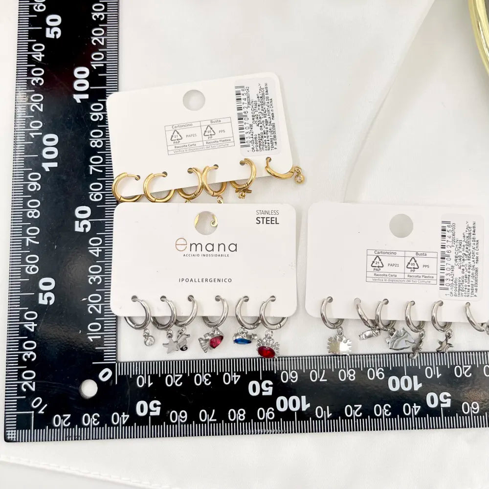 OPA-103-A2745E Croce -Set 6pz Orecchini in Acciaio