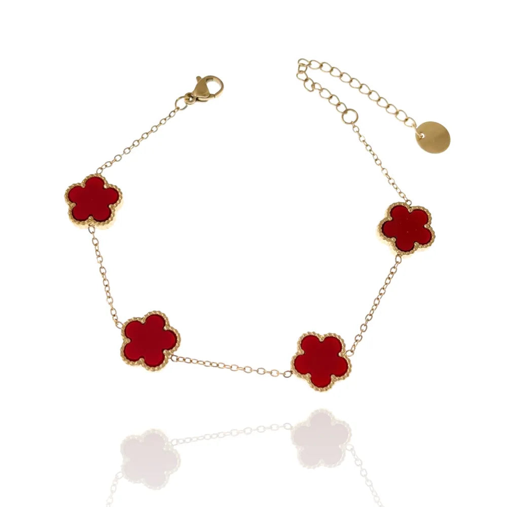 BAC-413-2765 Fiore Grande Colorato -Bracciale in Acciaio con Chiusura