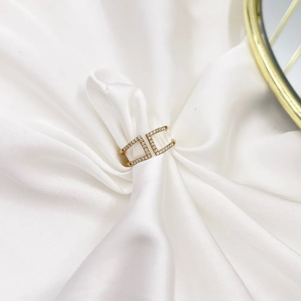 AAR-4242R Semplice con Zirconia-Anello Regolabile in Acciaio