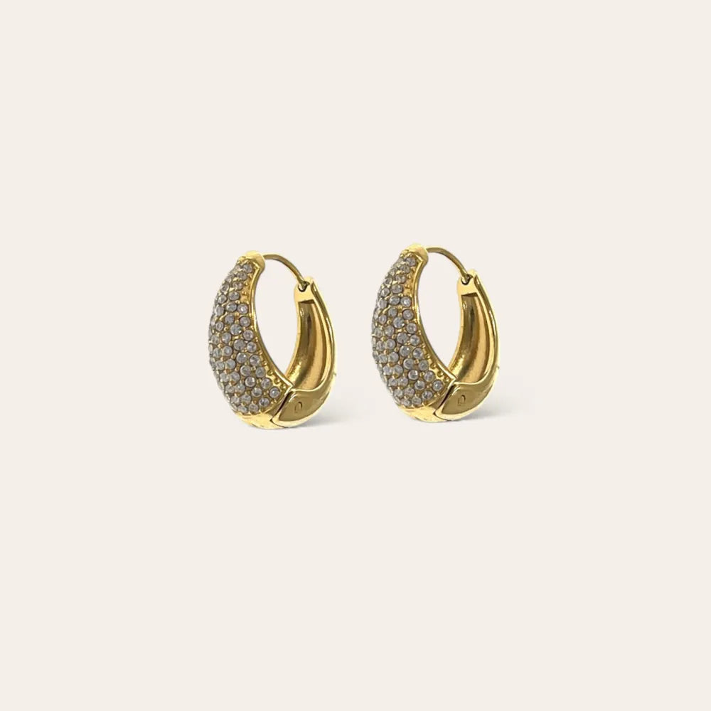 OAP-103-AA4656E/12mm Cerchio Goccia con Zirconia-Orecchini in Acciaio