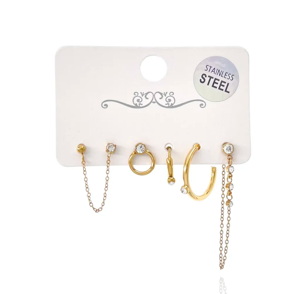 OPA-736-03 Cerchio Punto Luce -Set 6pz Orecchini in Acciaio