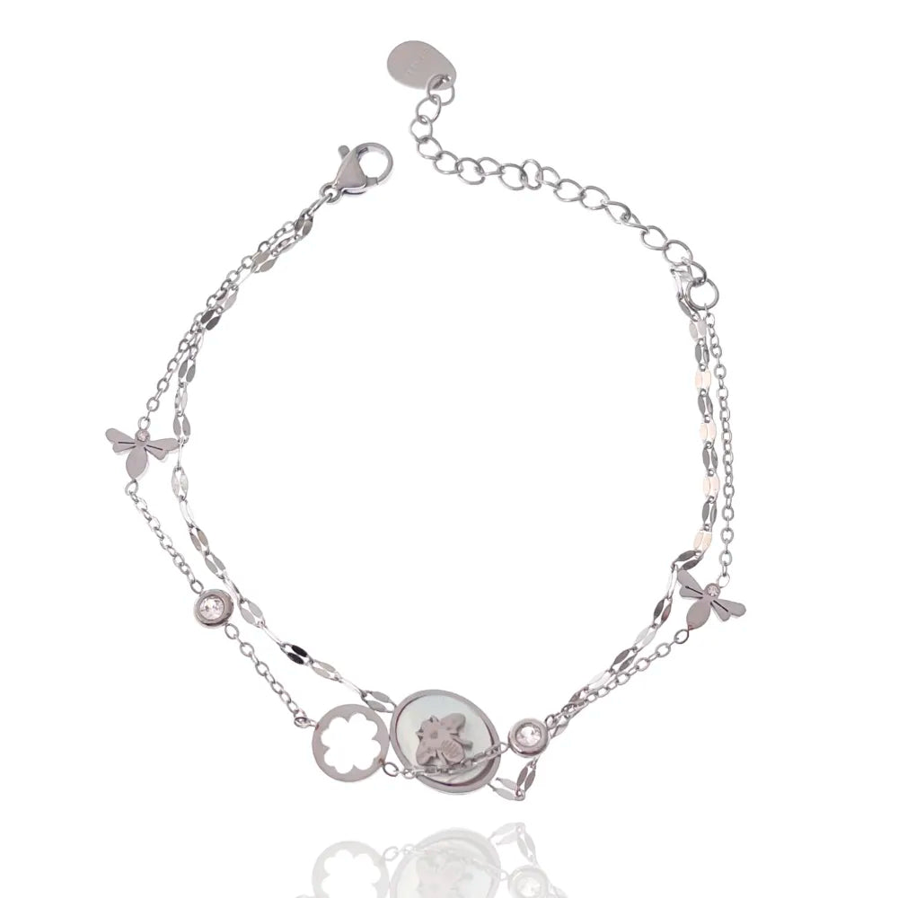 BAC-413-1269 Doppia Catena con Ape-Bracciale in Acciaio con Chiusura