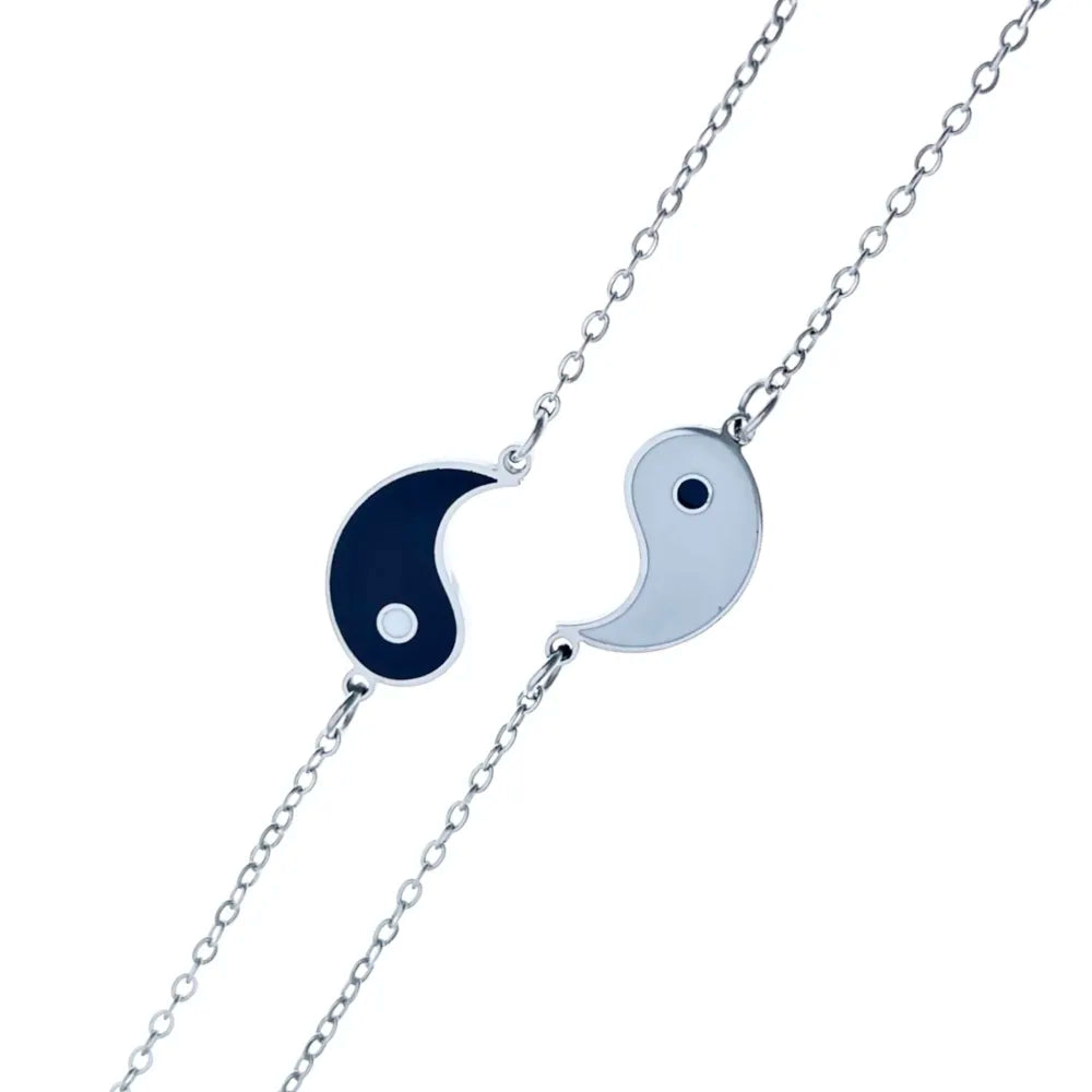 BAC-413-2042 Ying Yang per Coppia-Due Bracciali in Acciaio