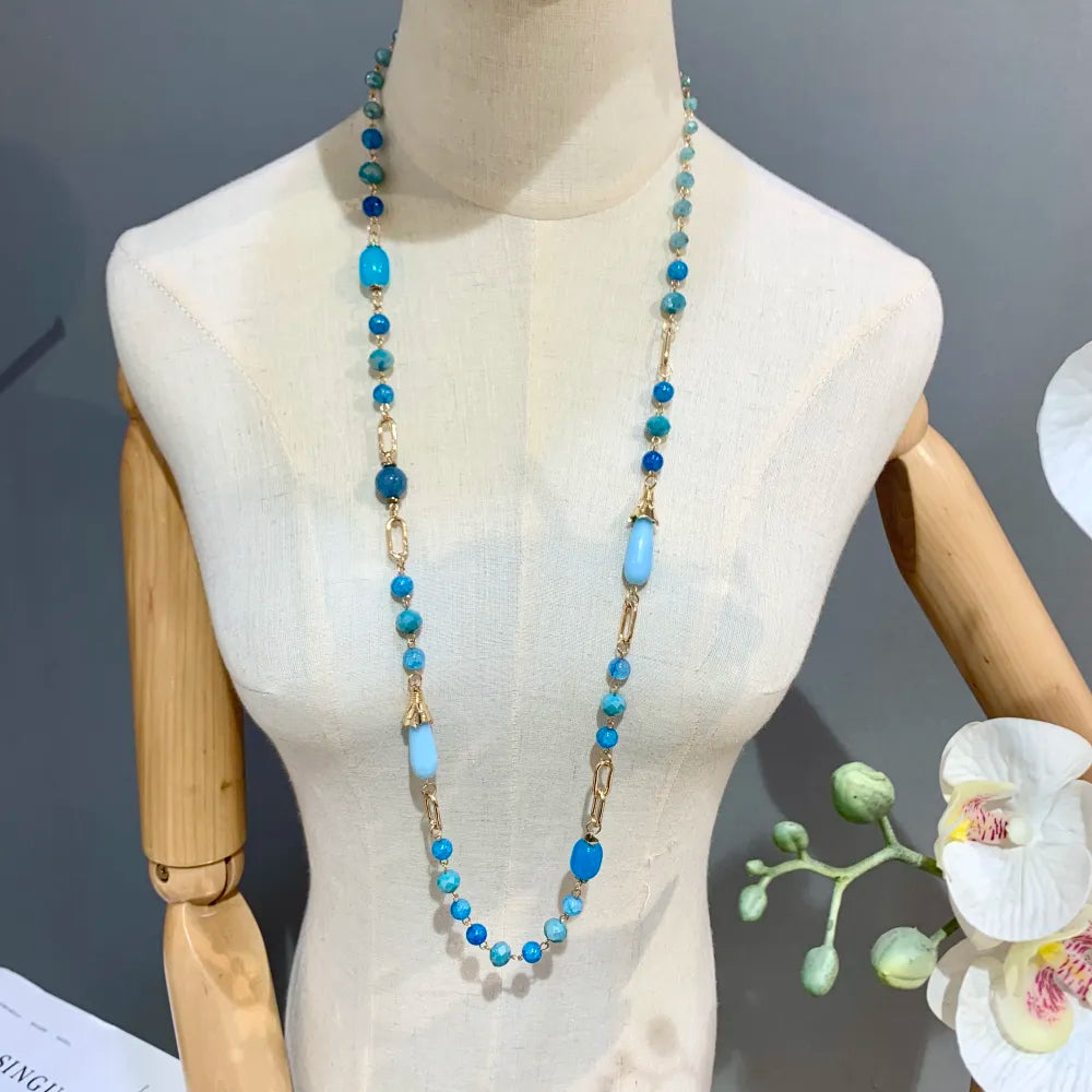 CML-703-20 Ovale con Cristalli-Collana Lunga Moda