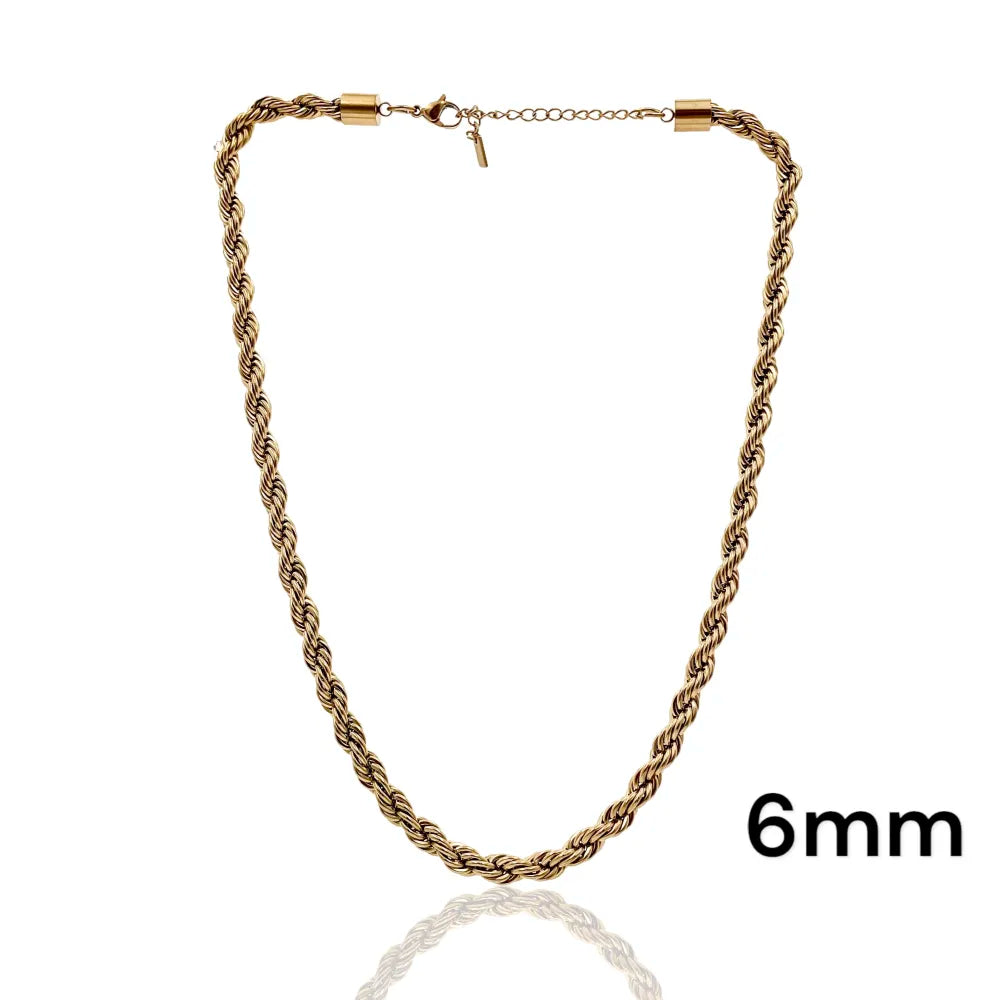 CAC-413-6mm Torchon 6mm-Collana Corta in Acciaio