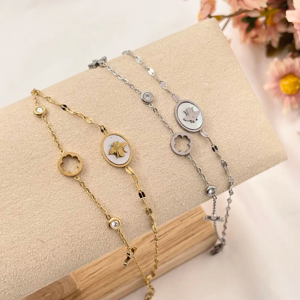 BAC-413-1269 Doppia Catena con Ape-Bracciale in Acciaio con Chiusura