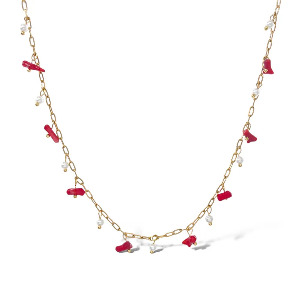 CAC-735-23-57 Perline Colorate-Collana Corta in Acciaio