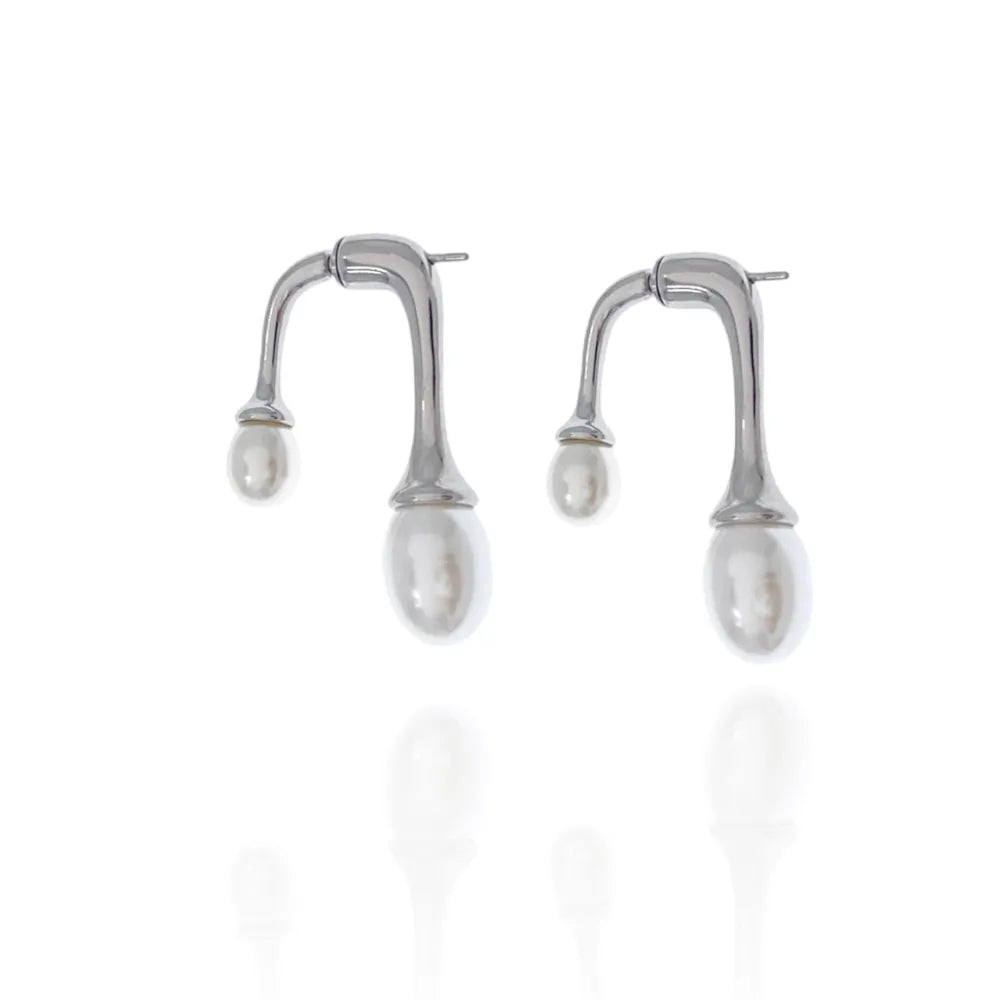 OAP-103-AA3752E Doppio Perla-Orecchini in Acciaio