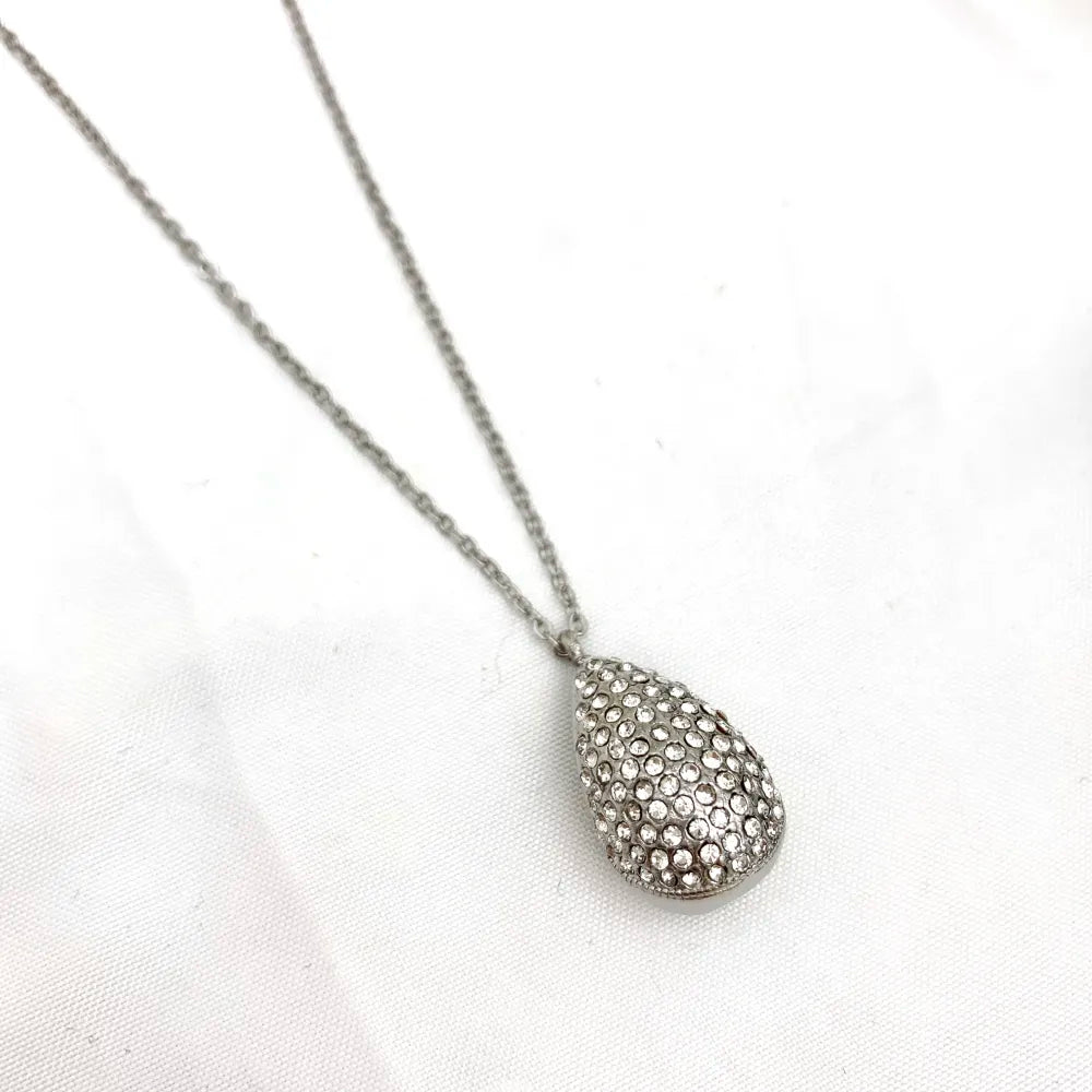 CAC-103-AA4026N Goccia con Strass-Collana Corta in Acciaio