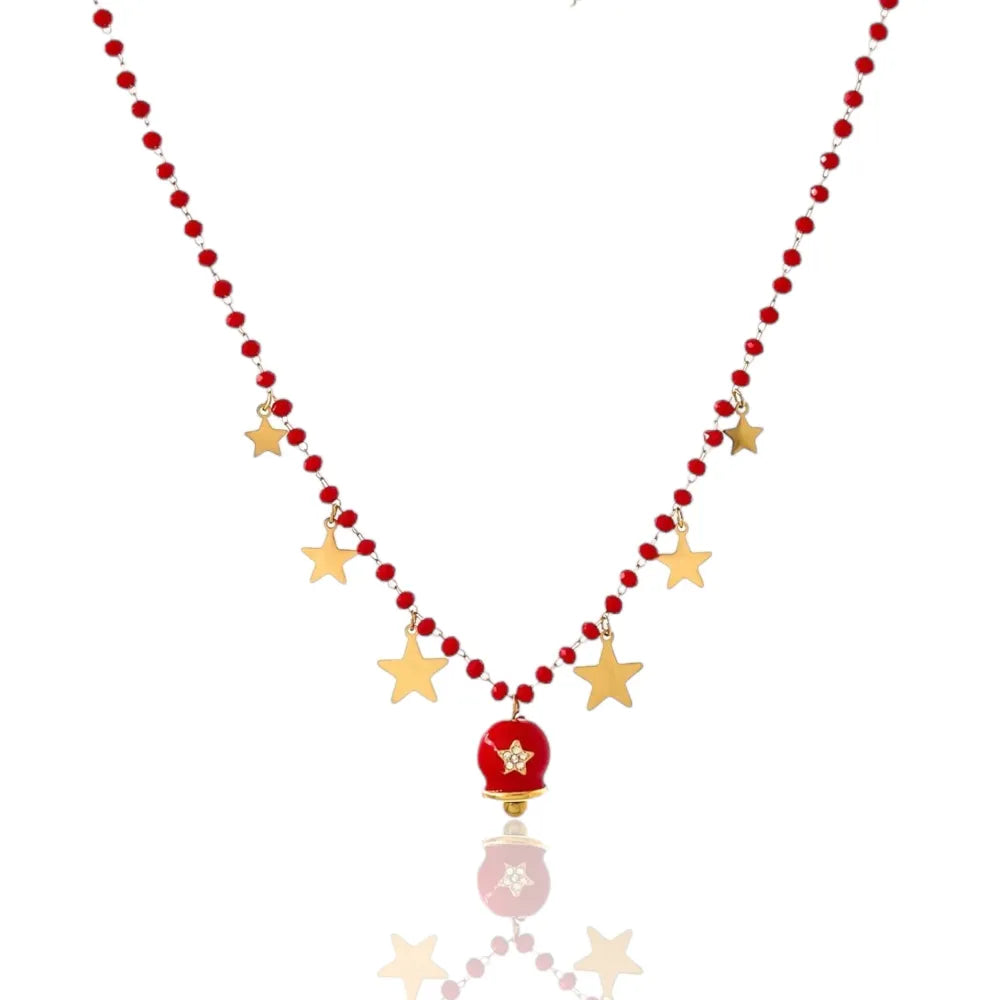 CAC-103-AA2704N Campanello con Stella-Collana Corta in Acciaio