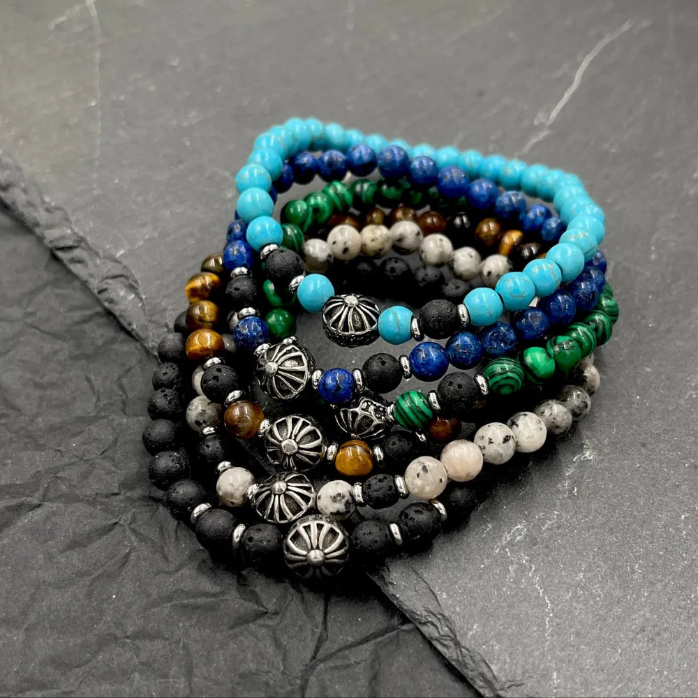 BAU-739-08 6mm Semplice-Bracciale Elastico in Acciaio da Uomo