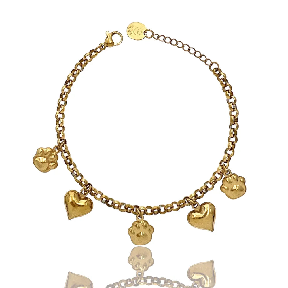 BAC-103-AA4519B Cuore Zampa -Bracciale in Acciaio