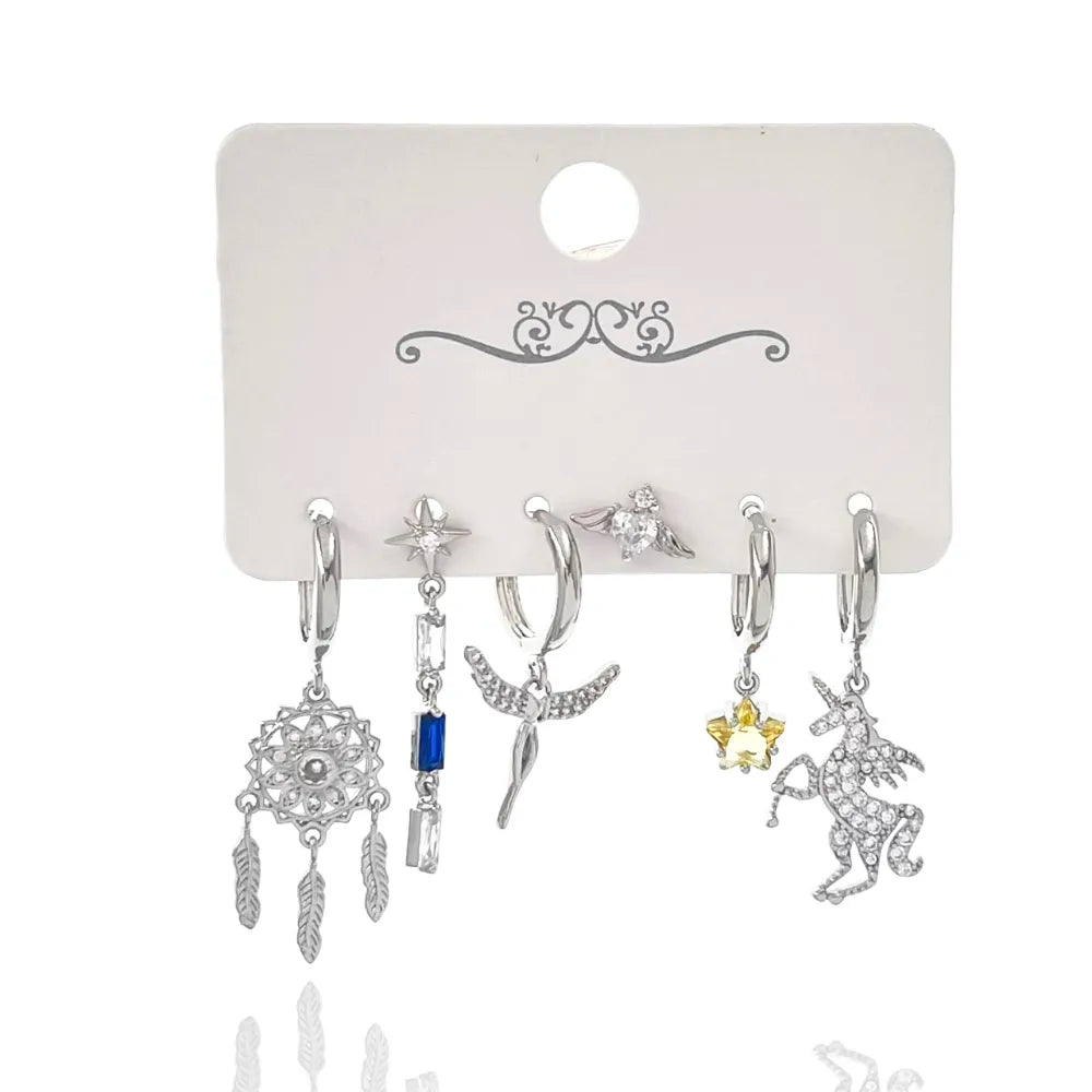 OPM-520-L48 Unicorno Befana-Set 6pz Orecchini