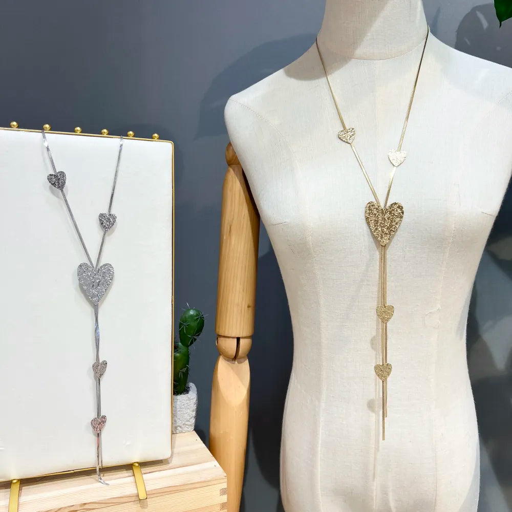 CAL-759-12 Cuore-Collana Lunga  in Acciaio