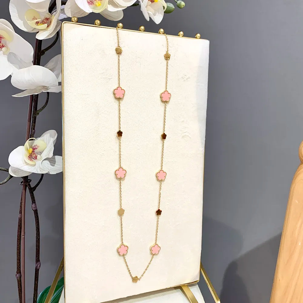 CAL-413-2523 G Fiore-Collana Lunga in Acciaio