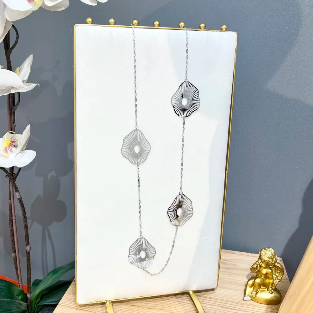 CAL-732-142 Fiore-Collana Lunga in Acciaio