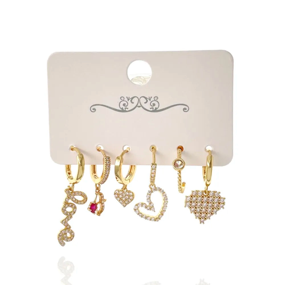 OPM-520-L40 Love Cuore-Set 6pz Orecchini