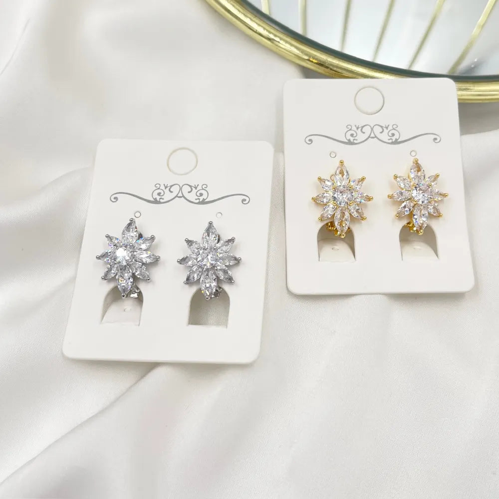 OMK-493-30 Fiore-Orecchini a Clip con Zirconia