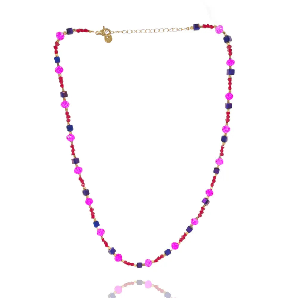 CAC-735-33S Perline Colorati-Collana Corta in Acciaio