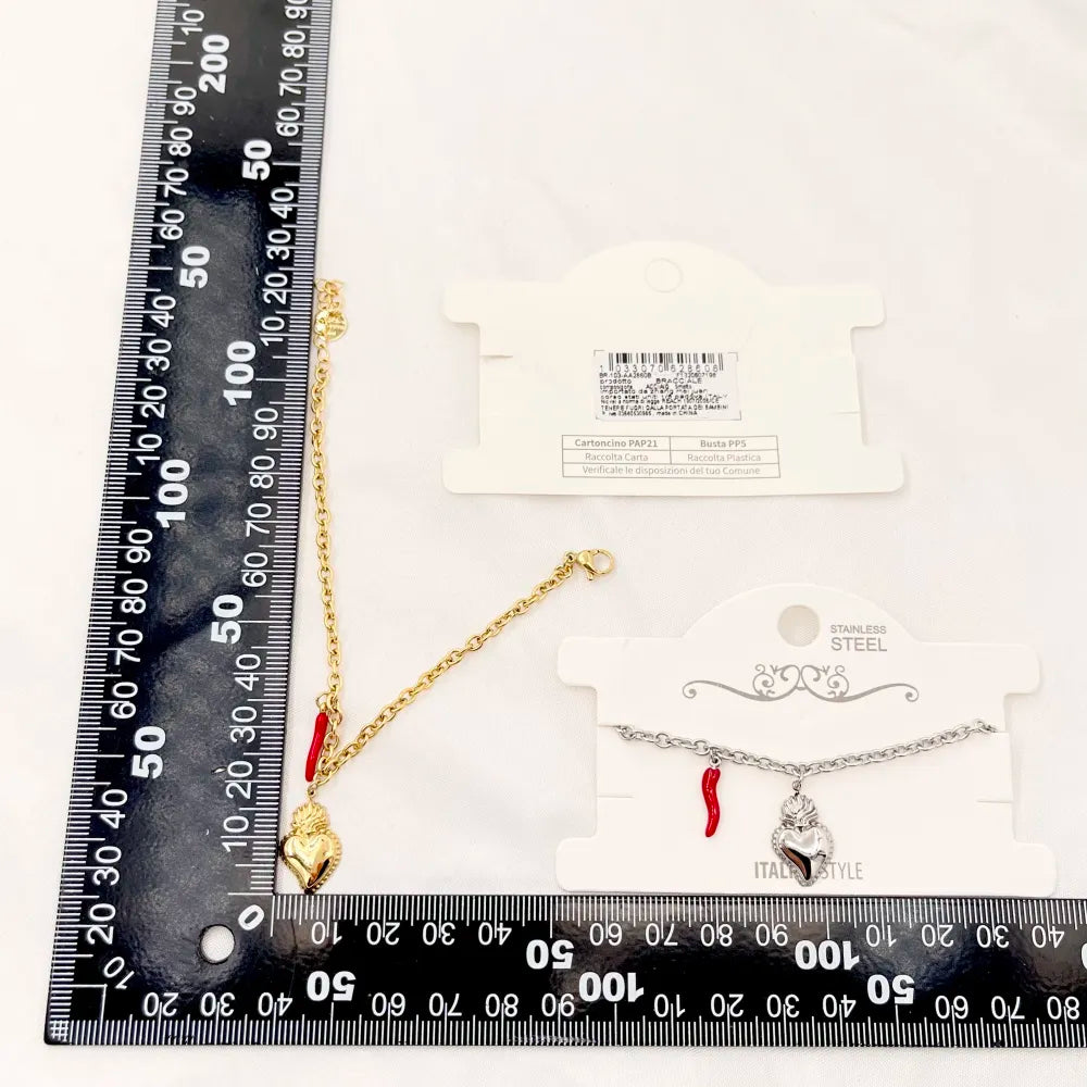 BAC-103-AA2860B Sacro Cuore con Cornino-Bracciale in Acciaio con Chiusura